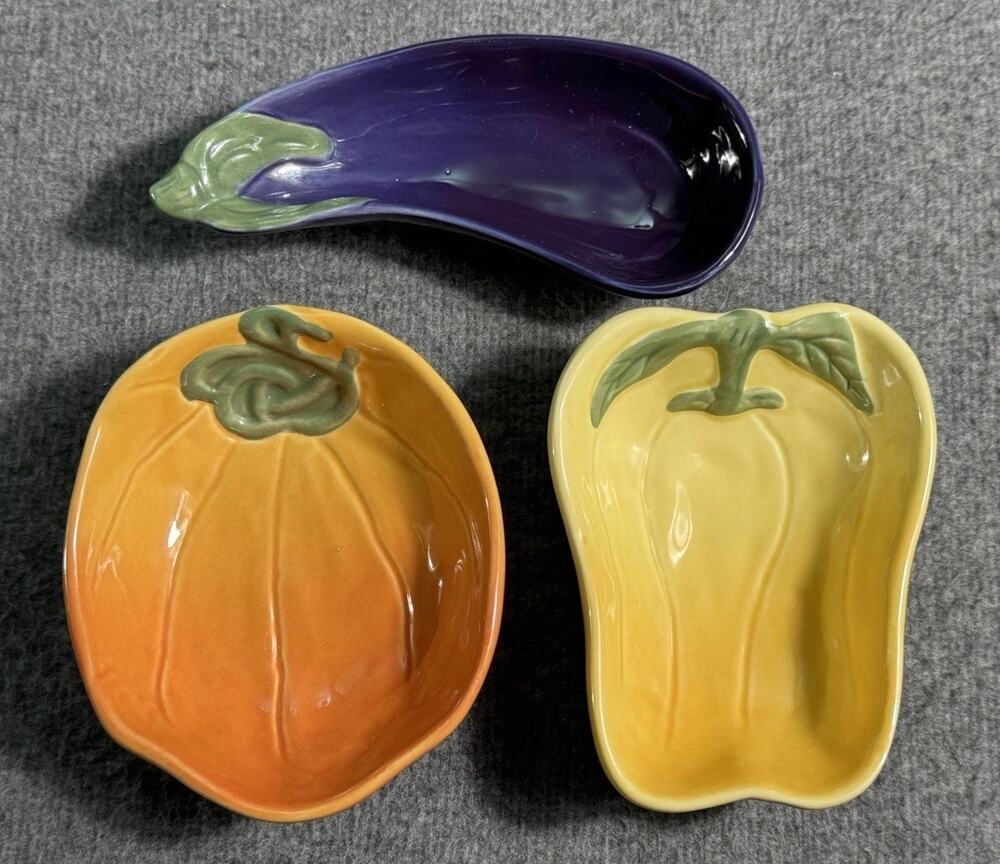 Williams Sonoma Jardin Potager Veggie Bowls - Pumpkin/Pepper/Eggplant - Set of 3